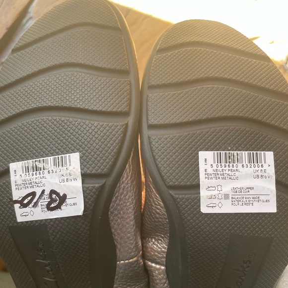 Clark's Women's Heel NWT Pewter Metallic Silver Pebble Leather Size 8.5 - Picture 5 of 8